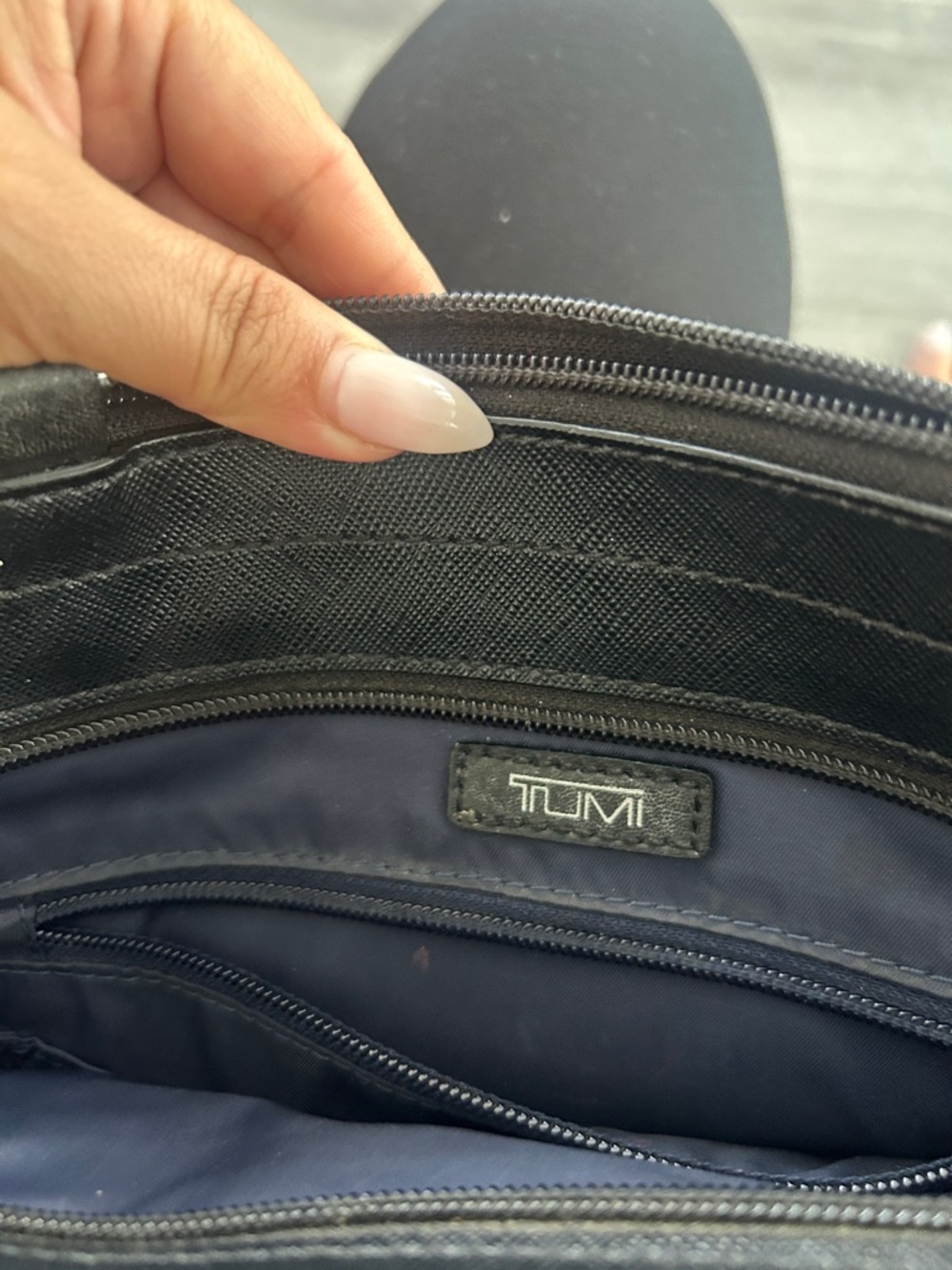 Tumi Black Saffiano Leather Crossbody Bag with Silver Hardware - Picture 9 of 16